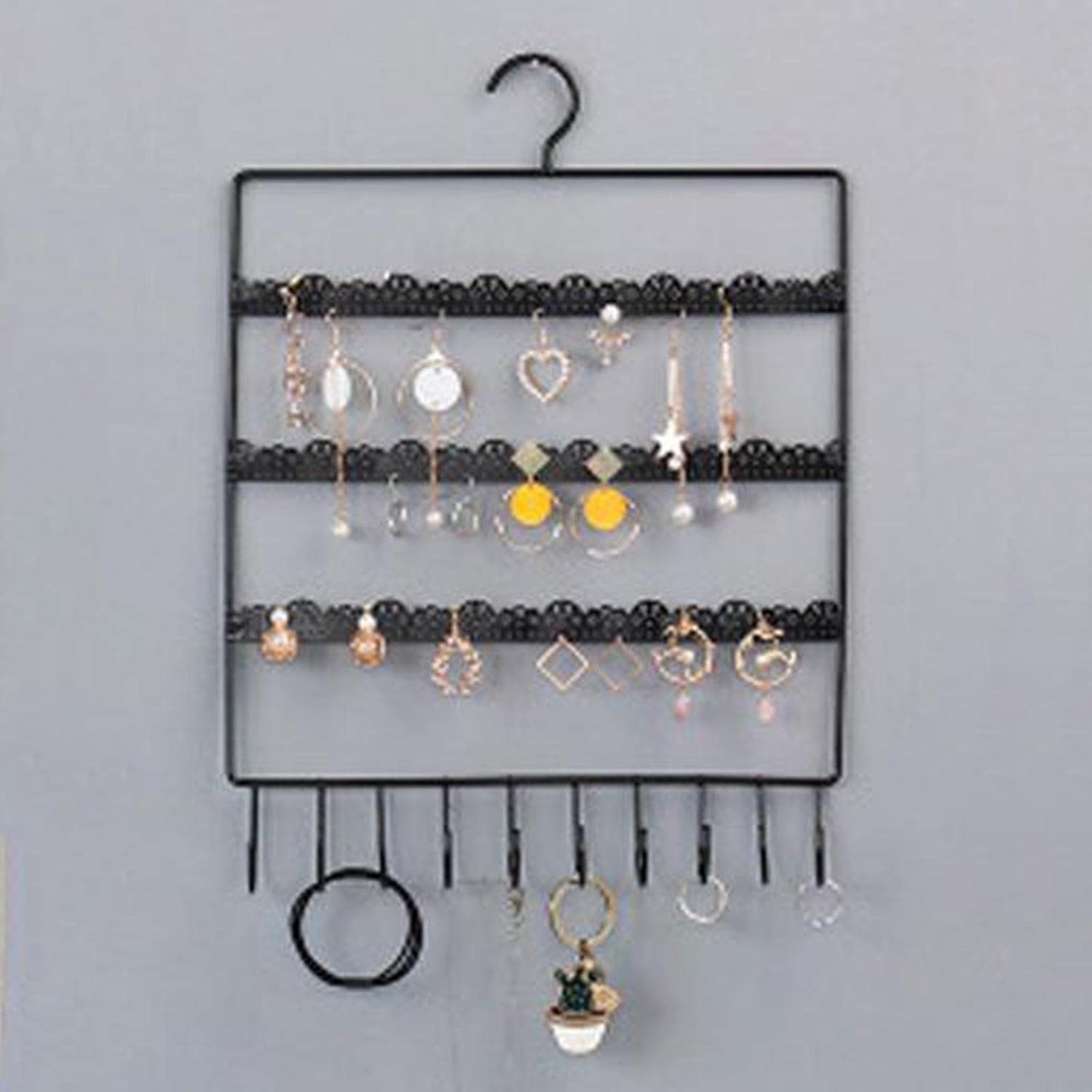 Wall Earring Necklace Organizer 160Hole | Easy Install Metal Jewelry Rack | Stylish Jewelry Hanger for Earrings Necklaces Rings | Closet Door Wall Mounted