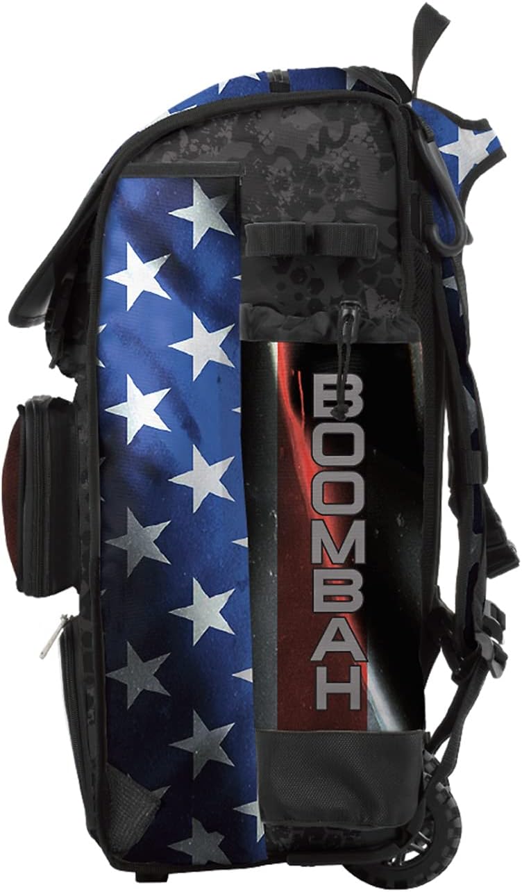 Boombah Catchers Superpack Hybrid Rolling Bat Bag - USA Black Ops Black/Royal Blue/Red - Wheeled & Backpack Version