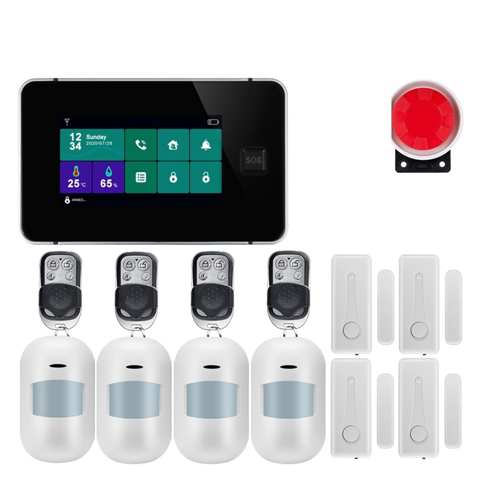 Kits de Alarma for Seguridad antirrobo en el hogar, 433MHz, gsm, inalámbrica, Control por aplicación Tuya, Sensor Puerta(W8B7)