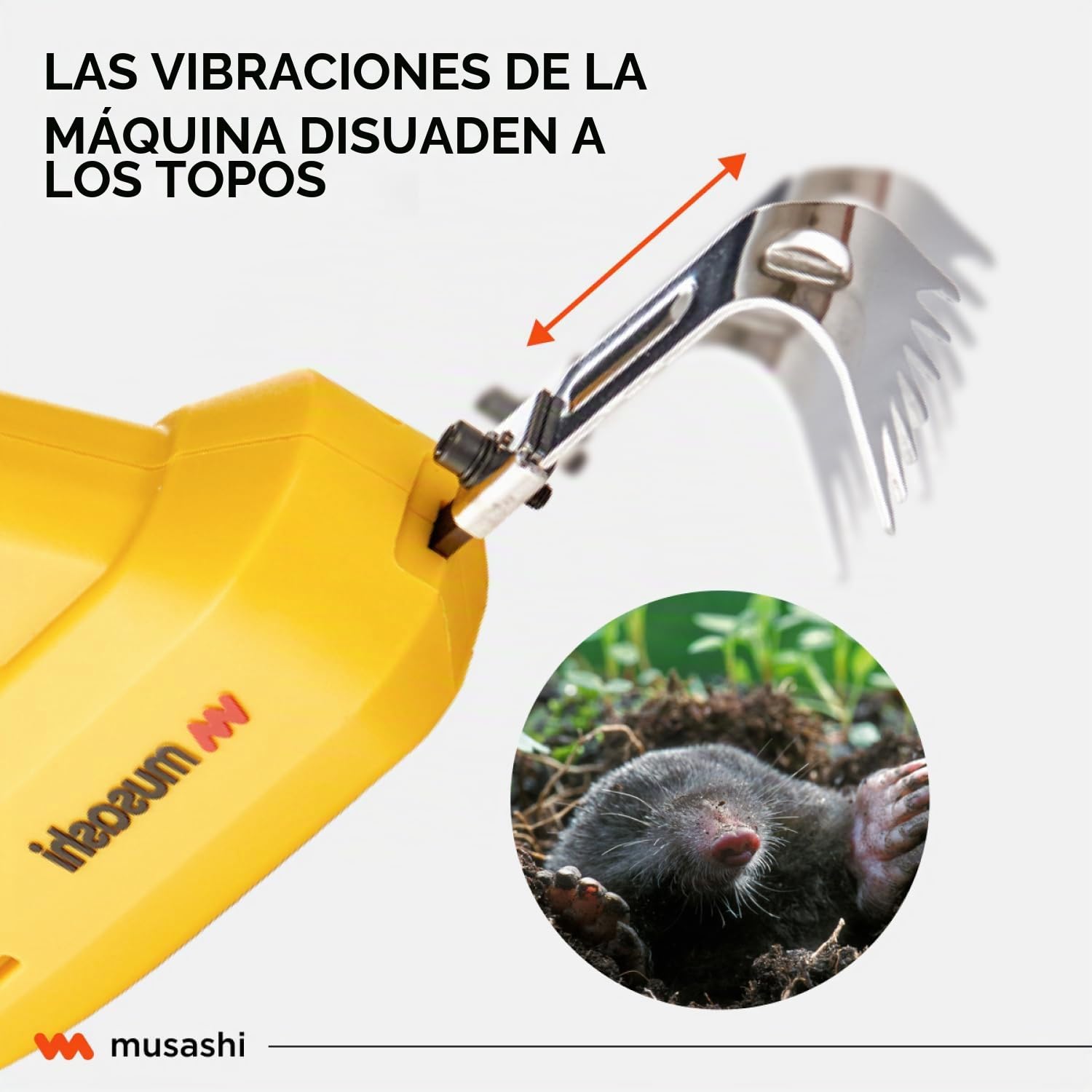 Musashi Azada para el Huerto Vibración WE-700EU / 750EU, Herramienta para Escardar, Quitar Malas Hierbas, Aflojar y Desherbar la Tierra, Mantenimiento de Césped y Caminos (Electro)