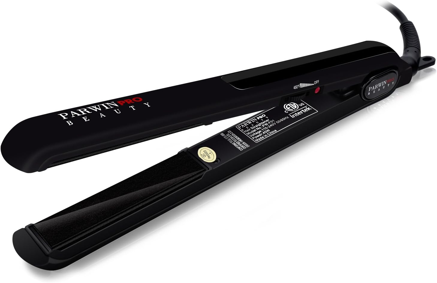 PARWIN BEAUTY Flat Iron 1 Inch Professional Ceramic Hair Straightener with Temperature Control Auto Shut Off, Black