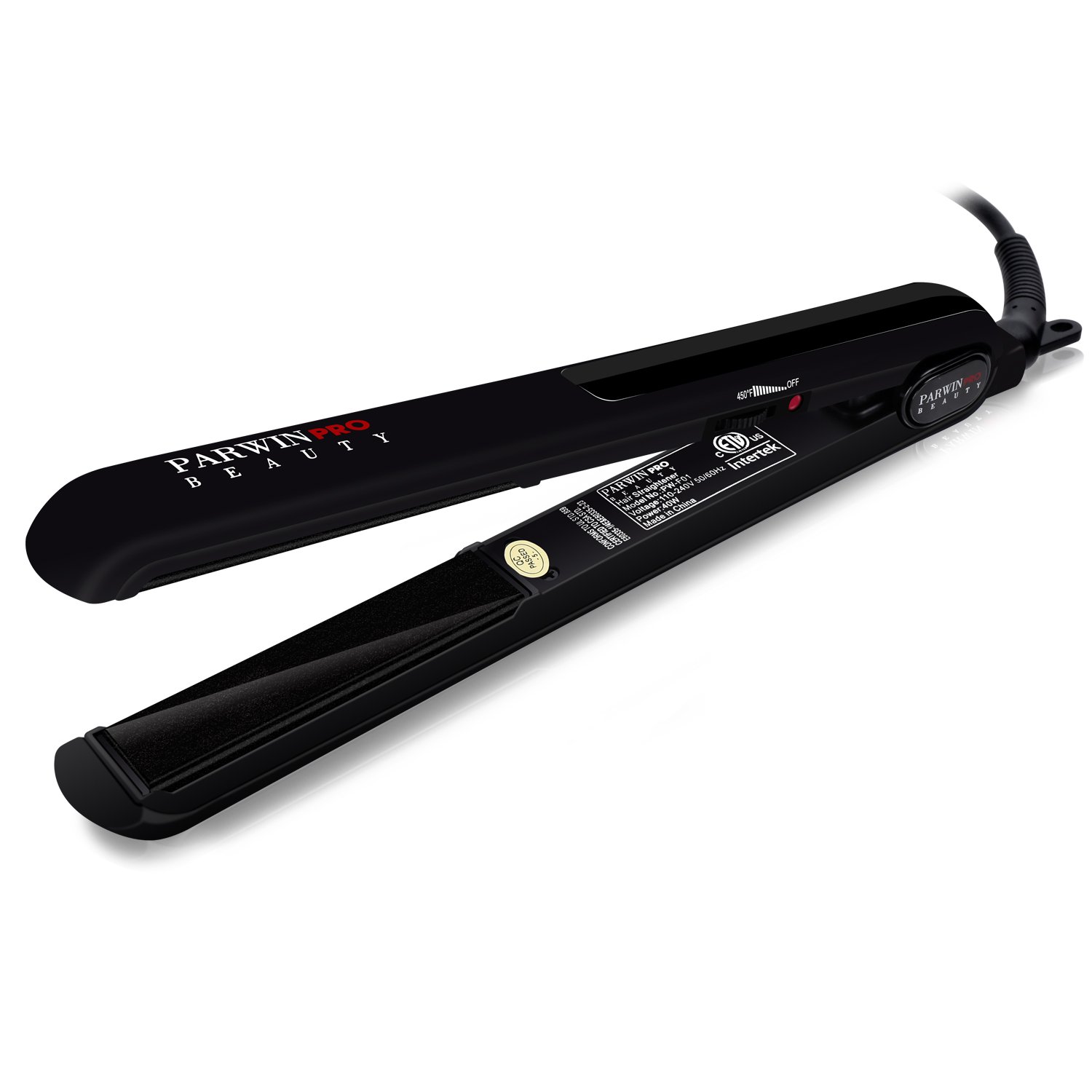 PARWIN BEAUTY Flat Iron 1 Inch Professional Ceramic Hair Straightener with Temperature Control Auto Shut Off, Black