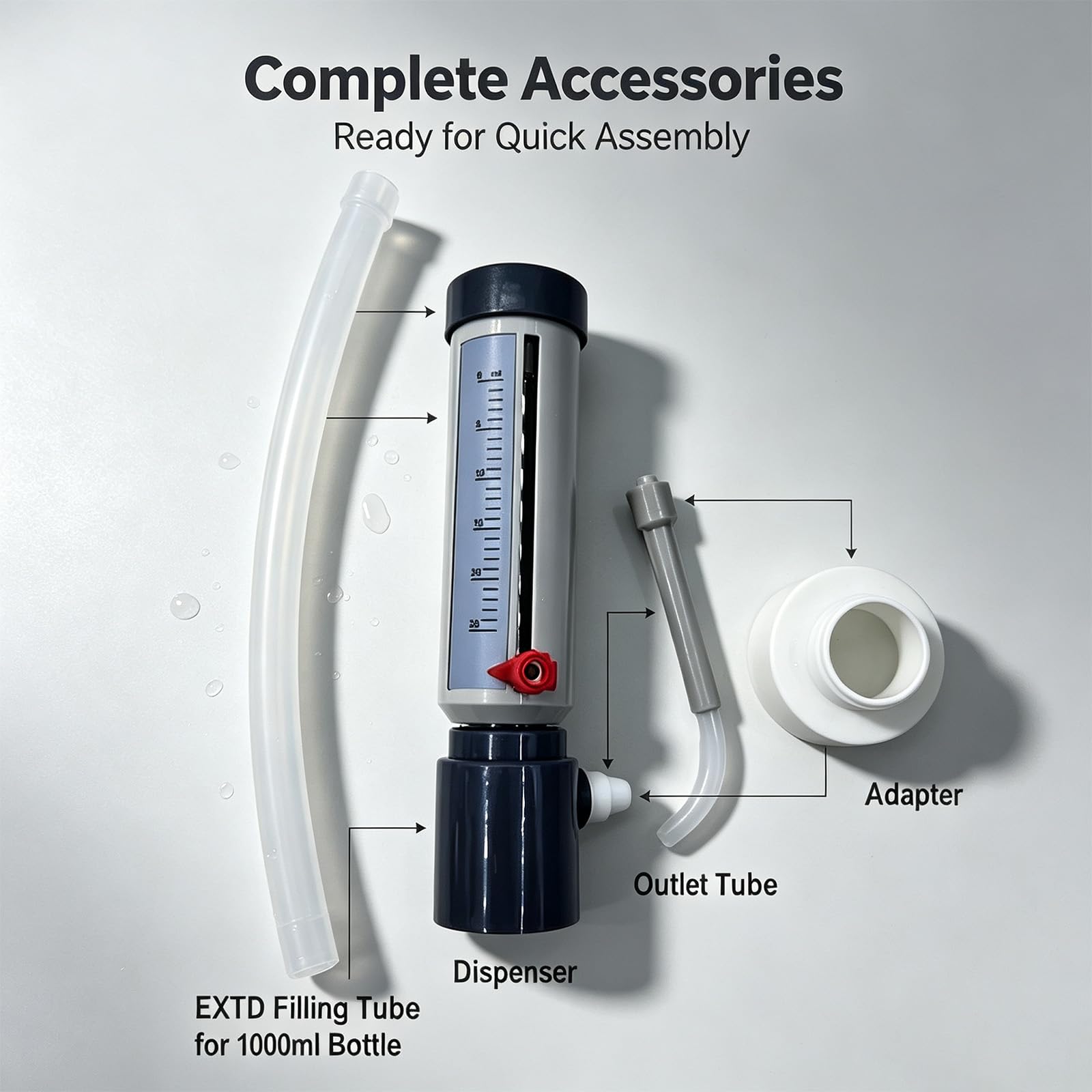 COYEUX Dispensador De Pipeta De Laboratorio Ajustable De 0 A 25 Ml, Dispensador con Accesorio para Botellas Y Manguito, Escala Precisa, Botella De Plástico para Reactivos De 1000 Ml, para Soluciones