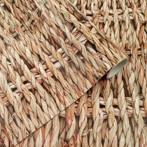 GOYAPRINT Papier peint effet osier 40 x 250 cm Vinyle adhésif décoratif naturel pour murs et meubles (osier)
