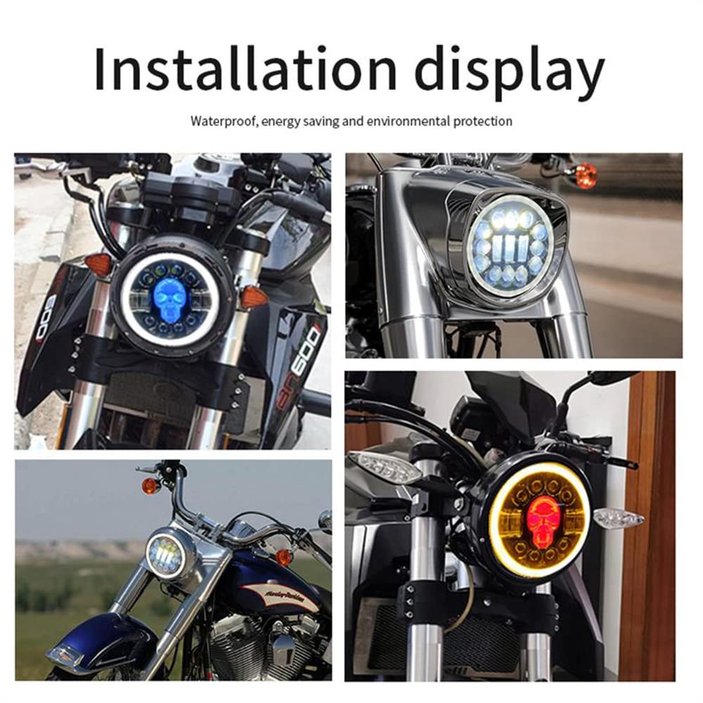 7 Calowy Reflektor Led Wysoka Martwa Wiązka Samochodowa Lampa Motocyklowa RGB Led Okrągła Czaszka światła Halo Przednie światła Dla Jeep Halle