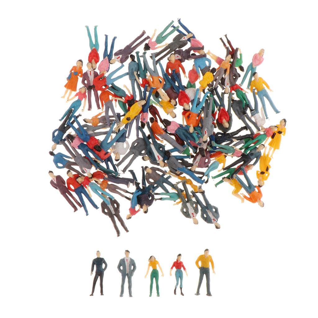 100 Pezzi Figure Persone Miniatura Personaggi Modellismo Ferrovia Plastica Pitturati Artigianalmente Adulti Bambini Seduti in Piedi Adatti a