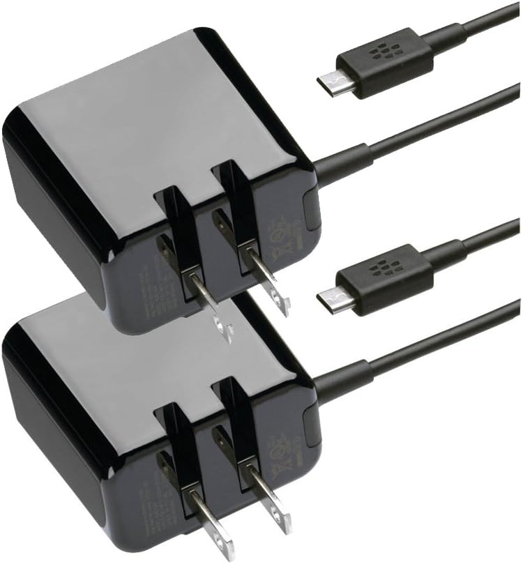 BlackBerry ACC-39343-301 OEM Original High Capacity Folding Blade Micro-USB Charger for BlackBerry Z10, Q10, Z30, Q5, Playbook and Other Micro USB Devices [2 Pack]