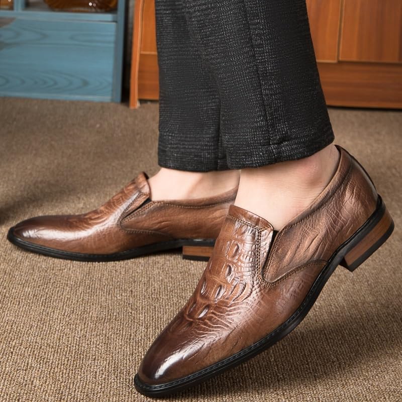 Men's Slip on Leather Dress Shoes Formal Business Casual Comfortable Walking Oxford Shoes All-Day Comfort Non-Slip Soft Sole Derby Shoes2