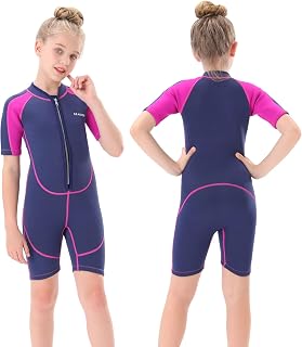 Seaskin Kids 2mm Front Zipper Shorty Wetsuit for Boys Girls Toddlers - Neoprene Thermal Suit for Surfing Swimming Diving Lessons