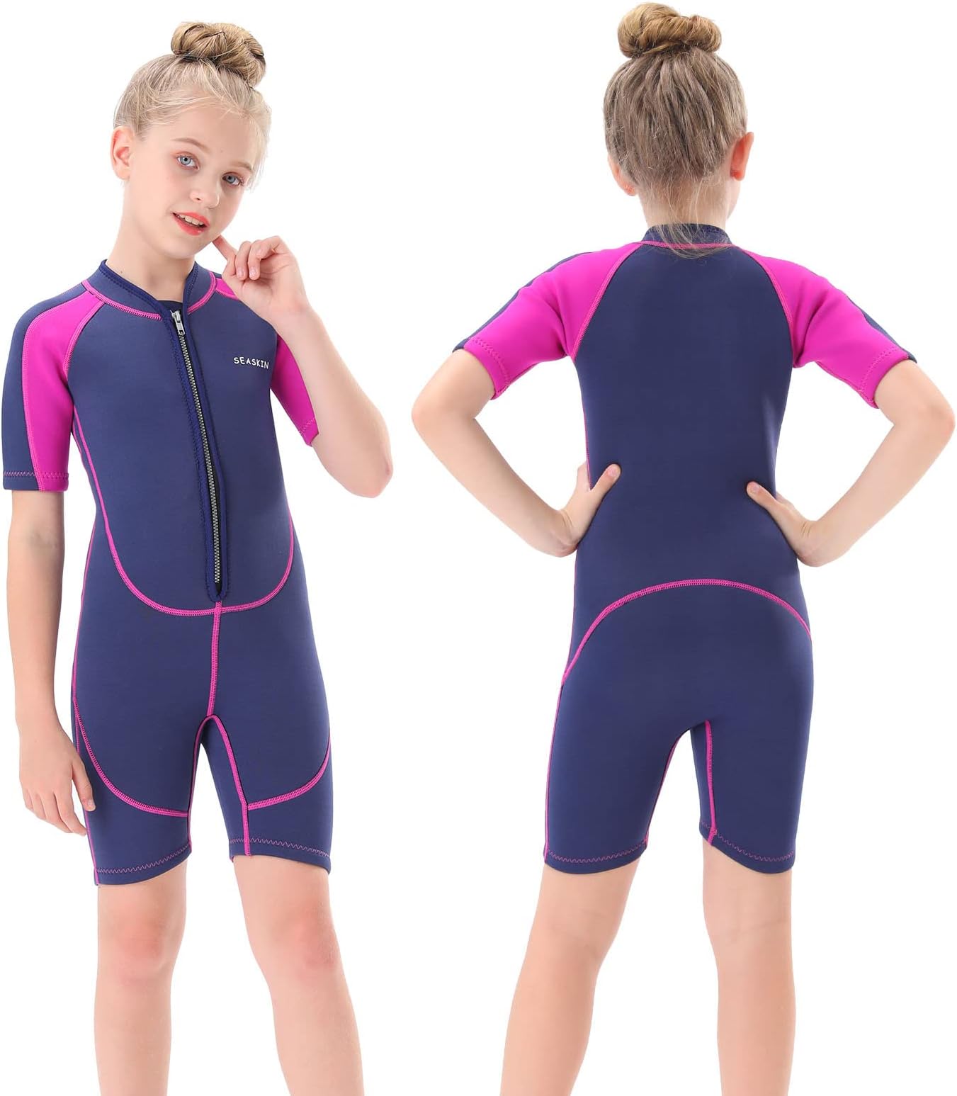 Kids Wetsuit for Boys Girls Toddlers, 2mm Front Zipper Shorty Wetsuits, 3mm Back Zip Full Wetsuit, Neoprene Thermal Swimsuits for Diving Surfing Swim Lessons