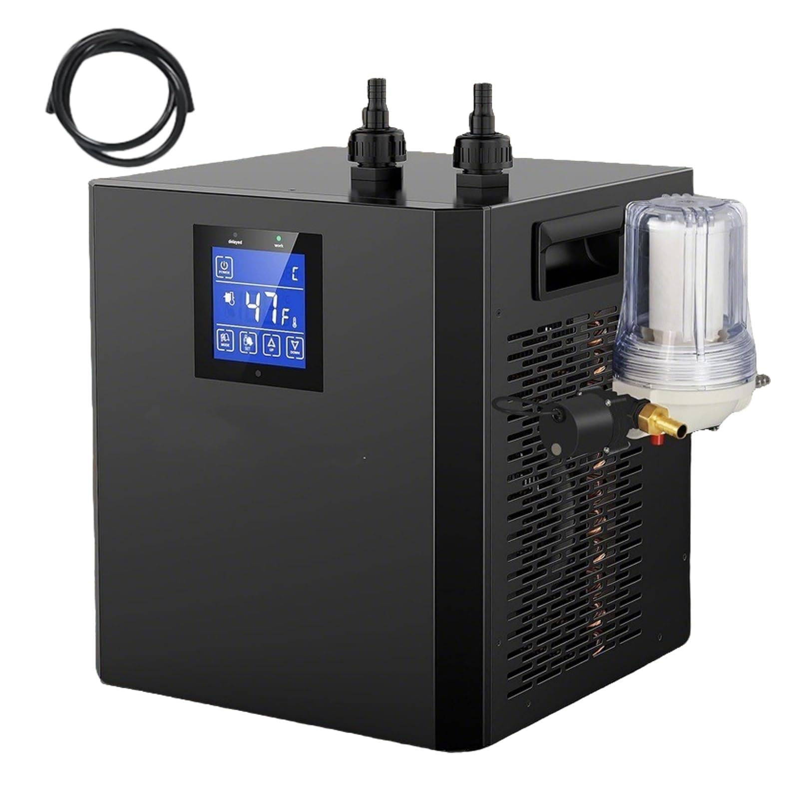 Raffreddatore per vasca di ghiaccio e immersione in acqua fredda, refrigeratore d'acqua da banco con filtro esterno, pompa con filtro, telecomando, schermo touch intelligente, bassa rumorosità