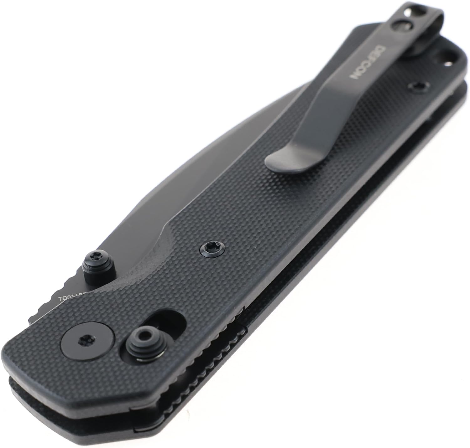 DEFCON Ultra Lite Series Folding Pocket Knife, 3.15" 14C28N Blade, 4" Handle, 2 oz overall weight, Axis Locking Mechanism, G10 Scale Handle, Pocket Clip, EDC (Black Drop Point)