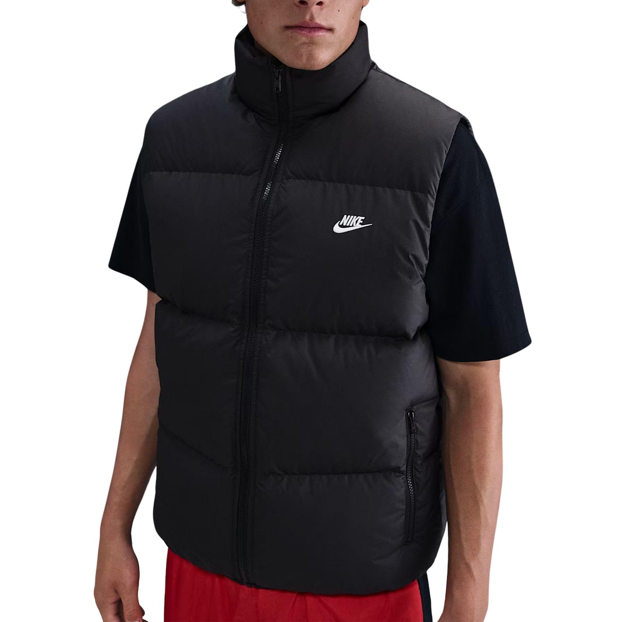 Nike Men's Tf Club Puffer 650 Vest, Black/White, M