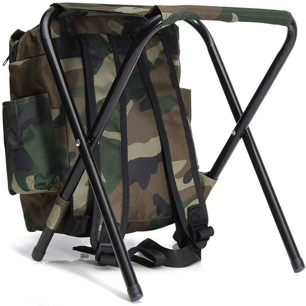 À Dos D'extérieur, Chaise De Pêche, avec Tabouret, Chaise De Camping, Chaise Pliante pour Camping Pique-Nique, Chasse, Pêche, Randonnée, Plage, Barbecue