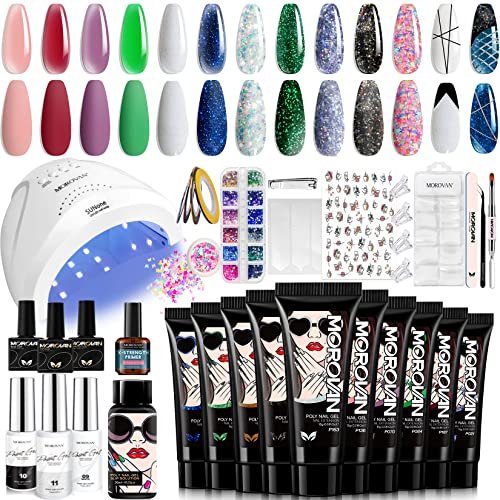 Morovan Poly Gel Nail Kit With U V Lamp 48W - Poly Nail Gel Kit Nail Extension Gel Poly Gel Kits Poly Gel Starter Kit With Everything Nail Art Accessories Diy #TOP21