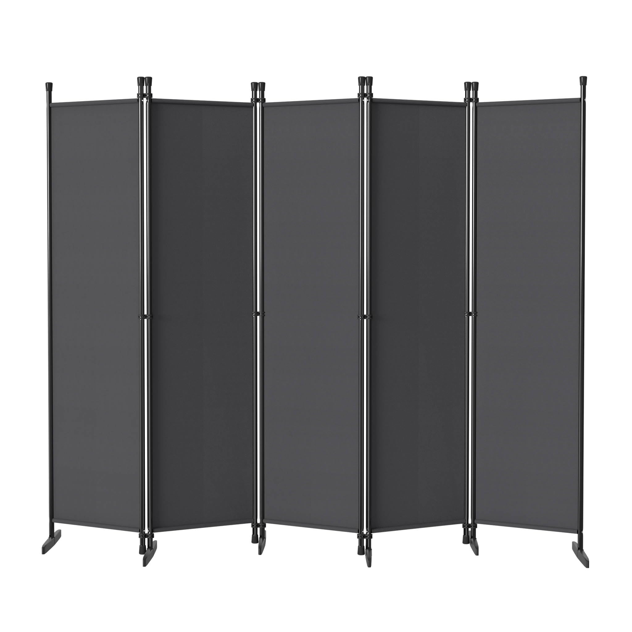 XMTECH Paravent Raumteiler 5-teilig 250x180cm Dunkelgrau Sichtschutz | Faltbare freistehende Trennwand aus Polyester, flexibler Sichtschutz für Wohnzimmer, Schlafzimmer, Büro und Balkon