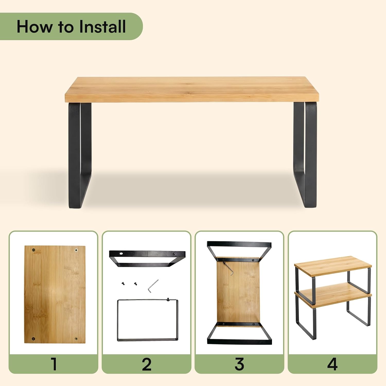 Cabinet Organizer Shelf, Spice Rack, Set of 2 Kitchen Counter Shelves