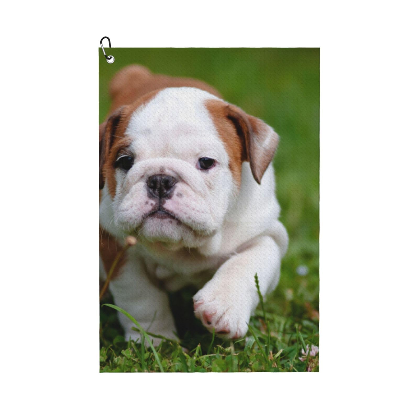 Hnnkloy Cute Bulldog Puppy, 16x24 in Portable Waffle Golf Towels with Carabiner Clip for Golf Bag