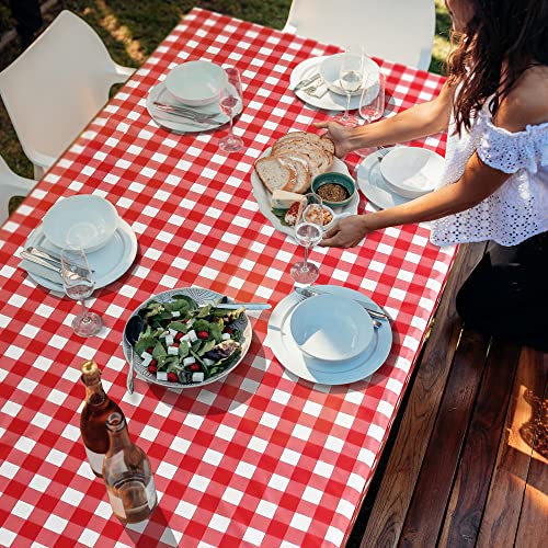 Amatra Disposable Red Checkered Plastic Tablecloth Roll | 54 In X 120 Ft (40 Yd) | Table Cover For Party, Picnic, Banquet & Kid’s Activities I For Any Shape & Size Tables #TOP5