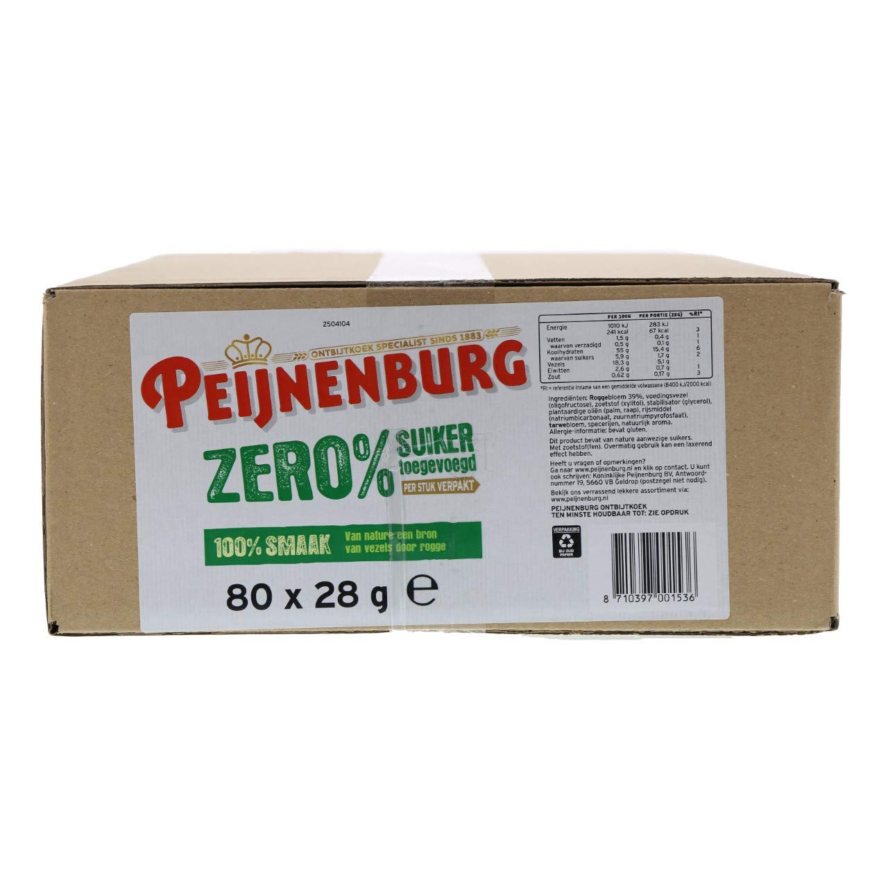 Peijnenburg Caja de pan de jengibre de cero, 80 unidades x 28 gramos