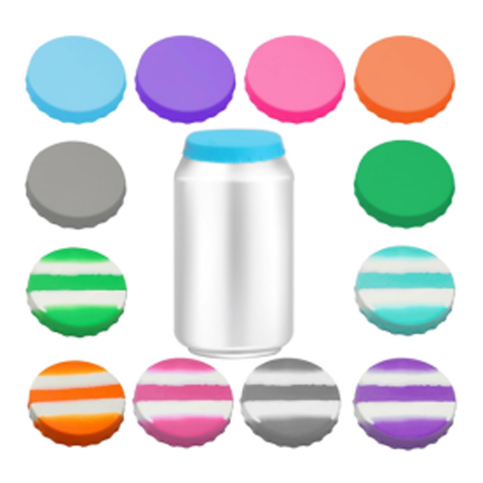 IUSOT 12 PCS Silicone Can Covers for Drinks, Dustproof Beverage Can Lids, Leak-Proof Soda Saver Caps for Fizzy Drinks, Beer, and Water, Spill-Proof Sealer Cap for Outdoor Parties, Camping, Multi-Color