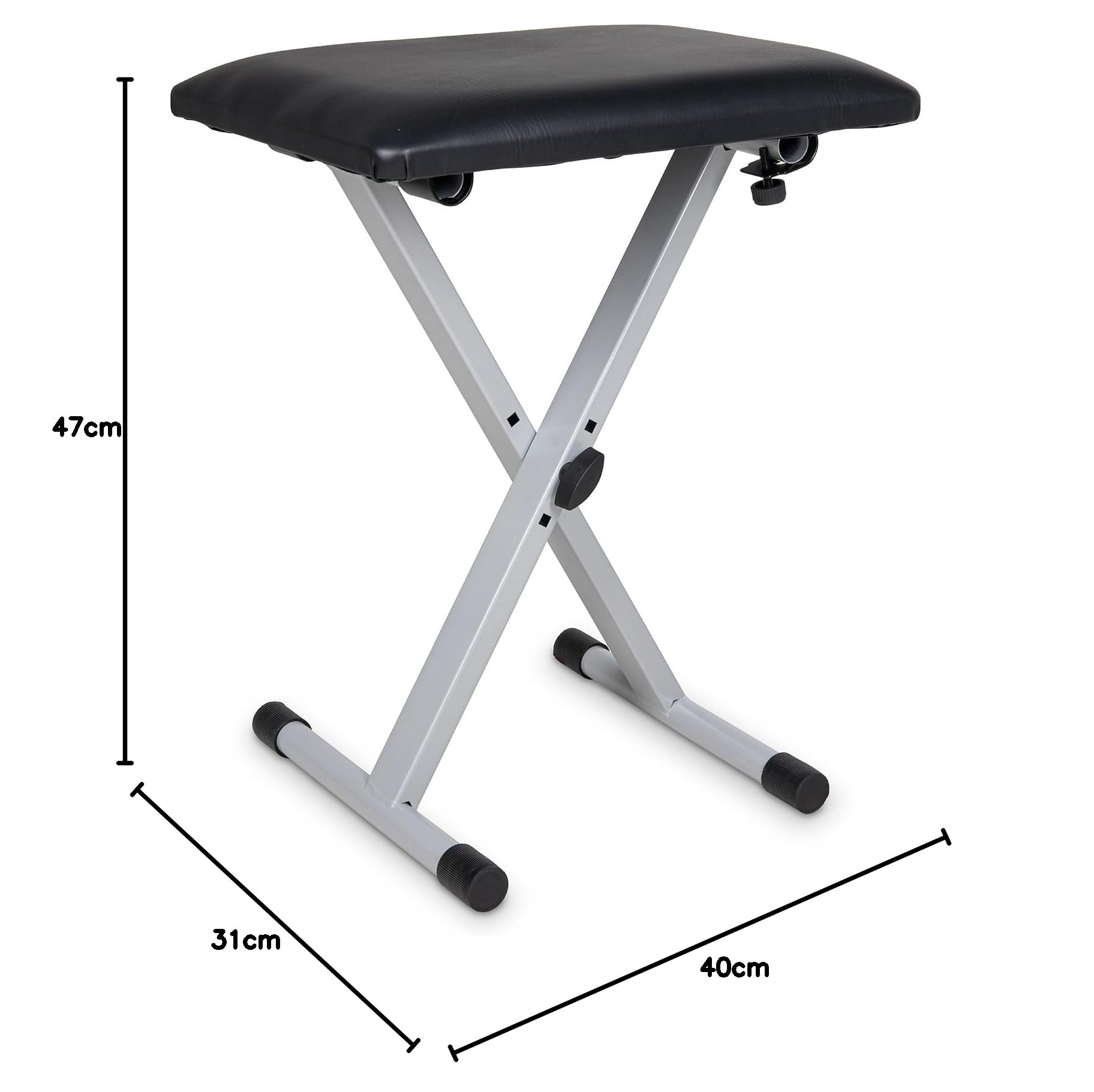 GEWA Panca per tastiera KB10SI, panca per pianoforte, panca per strumenti (costruita in robusto acciaio tubolare, regolabile in altezza, possibilità di postura ergonomica), grigio argento