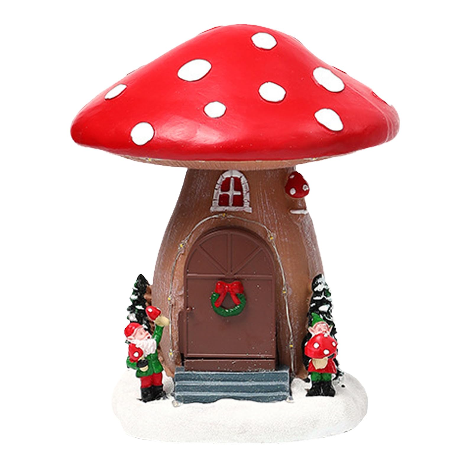 OUNONA Beleuchtete Weihnachtspilzhaus-Spieluhr, Wichtelfigur als Geschenk