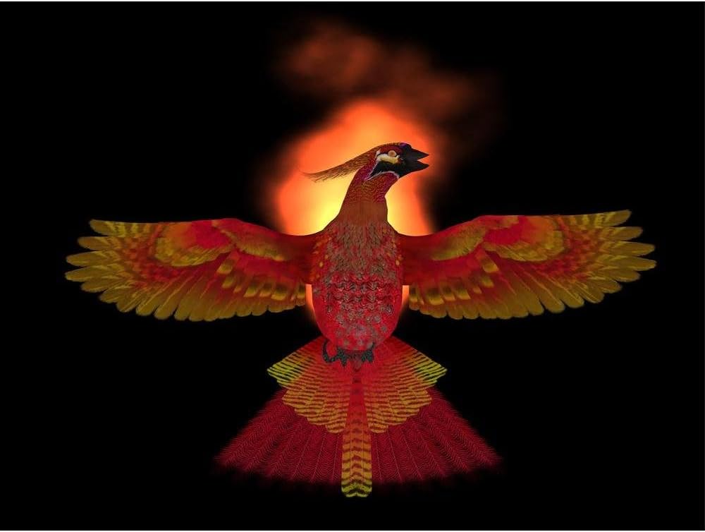Phoenix Bird Fire | Canvas Painting for Bedroom & Living Room | Engineered Wood Frame | 16 x 12 inch (41 x 30 cms)