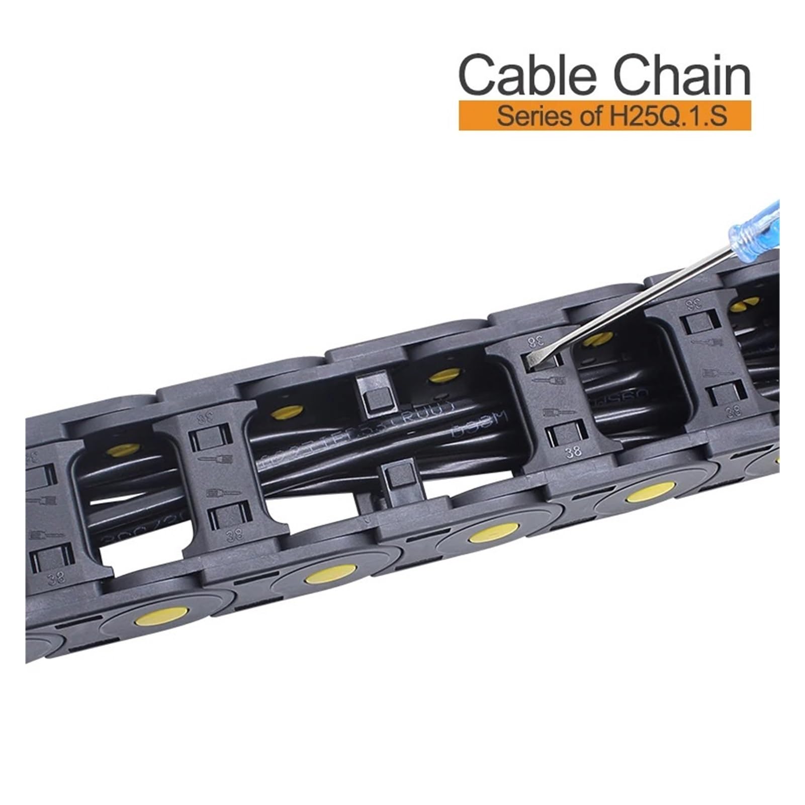 Cadena portacables Cadena portacables de 1 metro. Serie H25Q.1.S, tipo puente abierto en ambos lados.(125mm,25x100 mm)