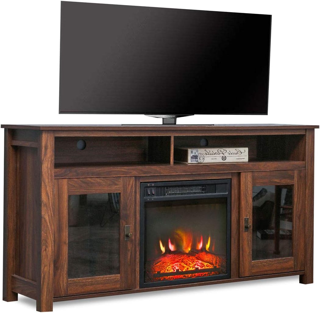 Romayard Electric Fireplace TV Stand Console for TVs up to 60" Electric Fireplace Heater Entertainment Center (60")