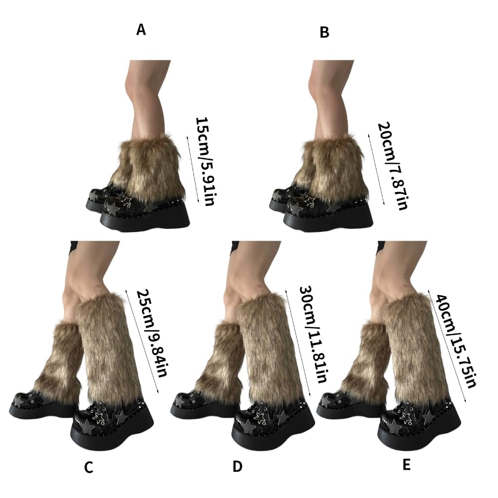 Fuzzy Faux Furs Leg Warmers Furs Long Cuffs Has Elastic Pair Carnivals Boot Uniform