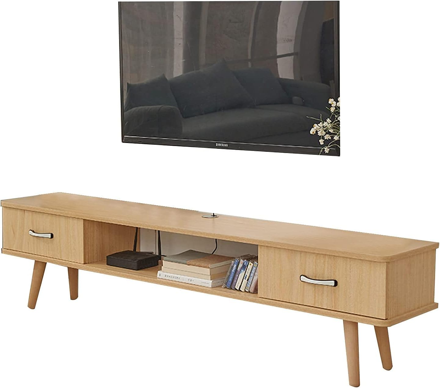 Multi-functional Floating Shelf for Under TV 47.2-inch Solid Wood TV Cabinet, Small Vertical TV Stand Console, Low Cabinet in The Living Room (Color : B, Size : 120CM)