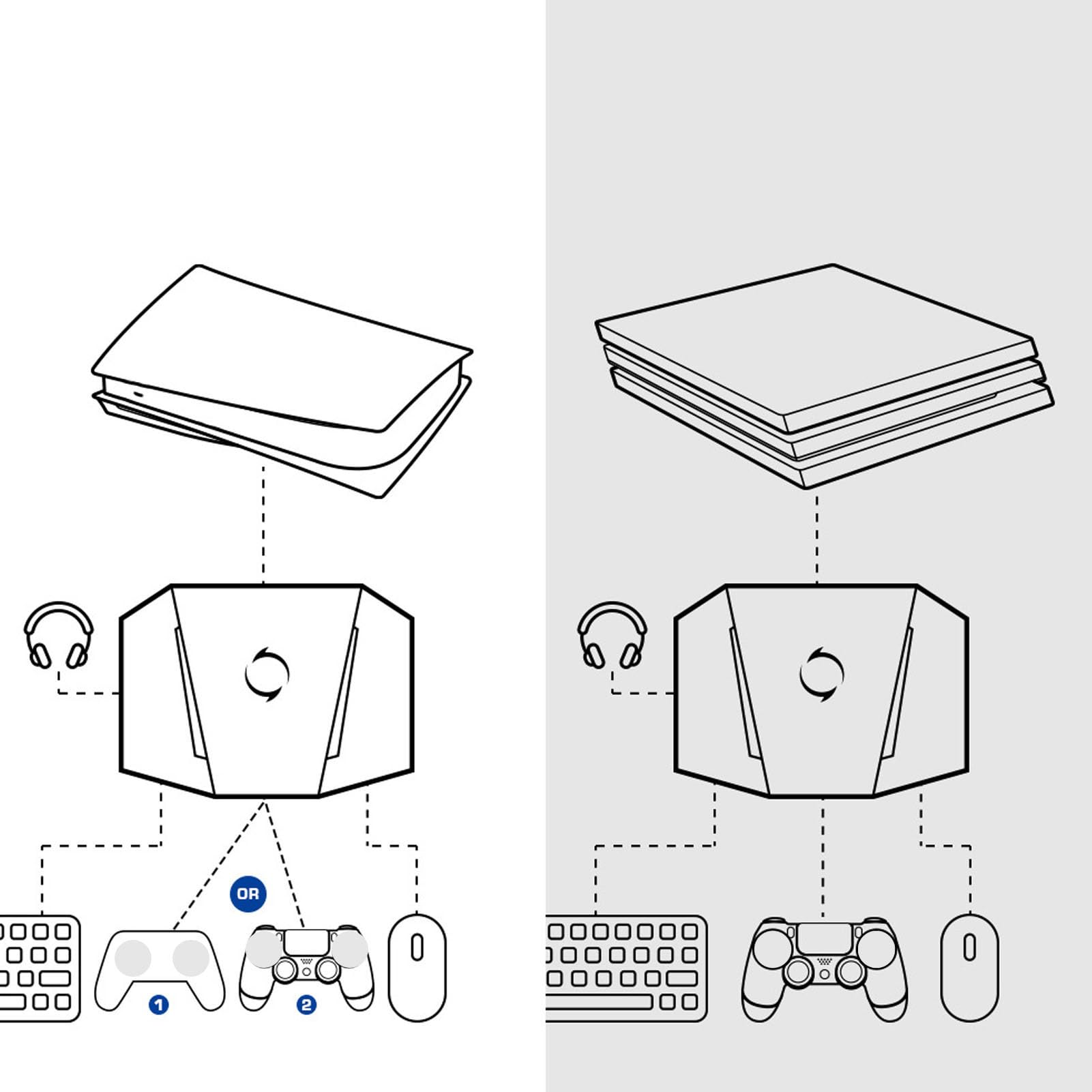 Konwerter myszy i klawiatury do konsoli gier VX2 AimBox, adapter klawiatury i myszy APP Control z funkcją RGB i dźwiękiem 3,5 mm, kompatybilny z, X box Series X/S, X box One