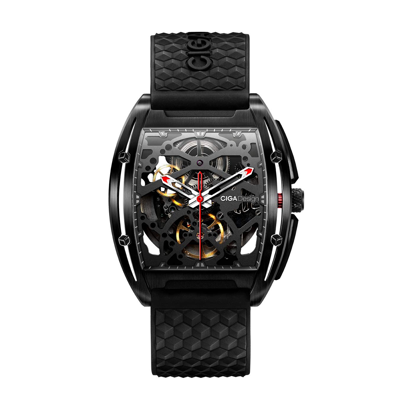 CIGADesign Men's Automatic Watch with Silicone Strap 316L Stainless Steel Artificial Sapphire Watch Mirror 9.1