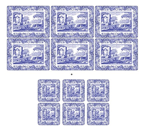Pimpernel - Spode Blue Italian, 6 tovagliette + 6 sottobicchieri
