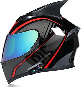 Motorcycle Integrated Modular Bluetooth Horns Helmet Flip Up Front Youth Full Face Racing Street Bike Motocross Motorbike Helmet for Adults - DOT Approved Unisex