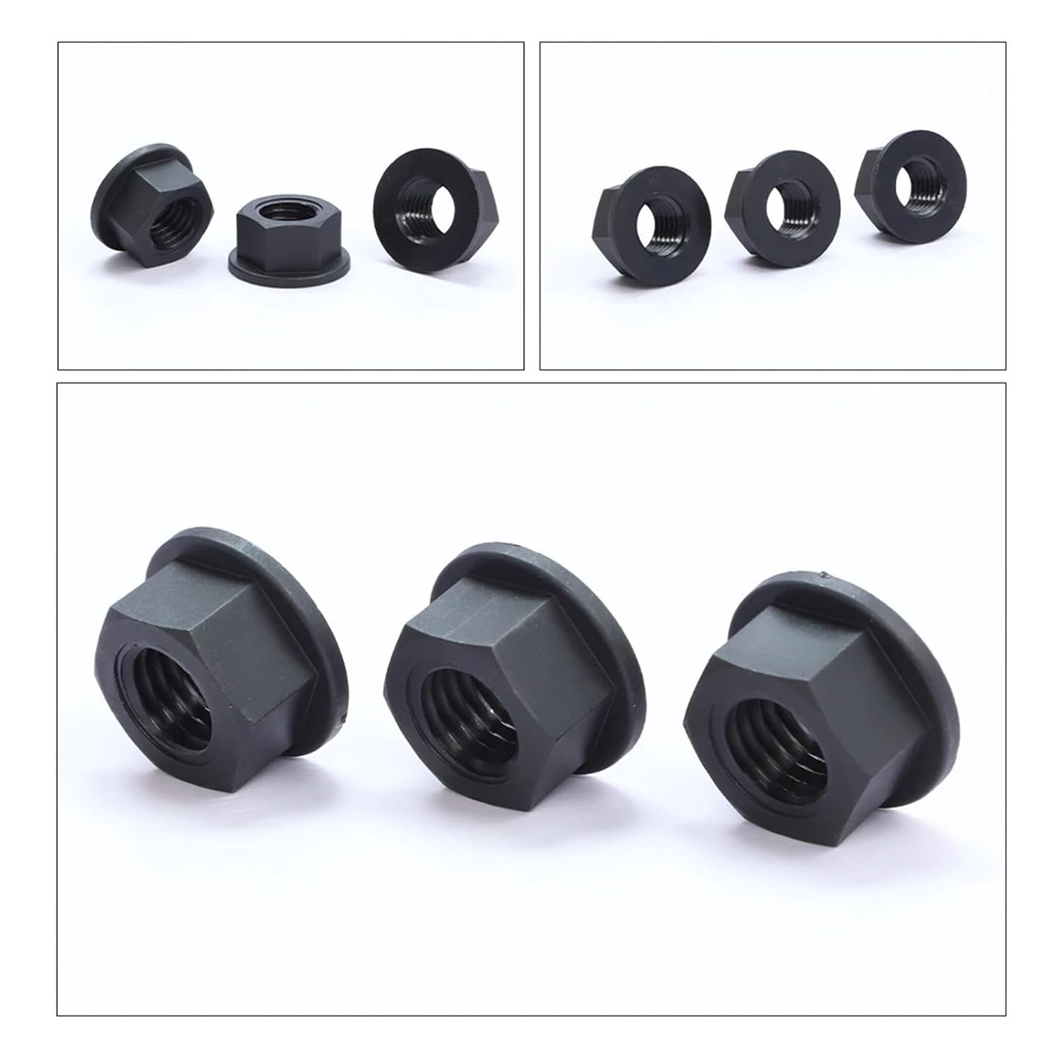 10/50pcs Plastic Nylon Insulation Hexagonal Flange Nut M3 M4 M5 M6 M8 M10 M12 Black Hex(M5 50pcs)