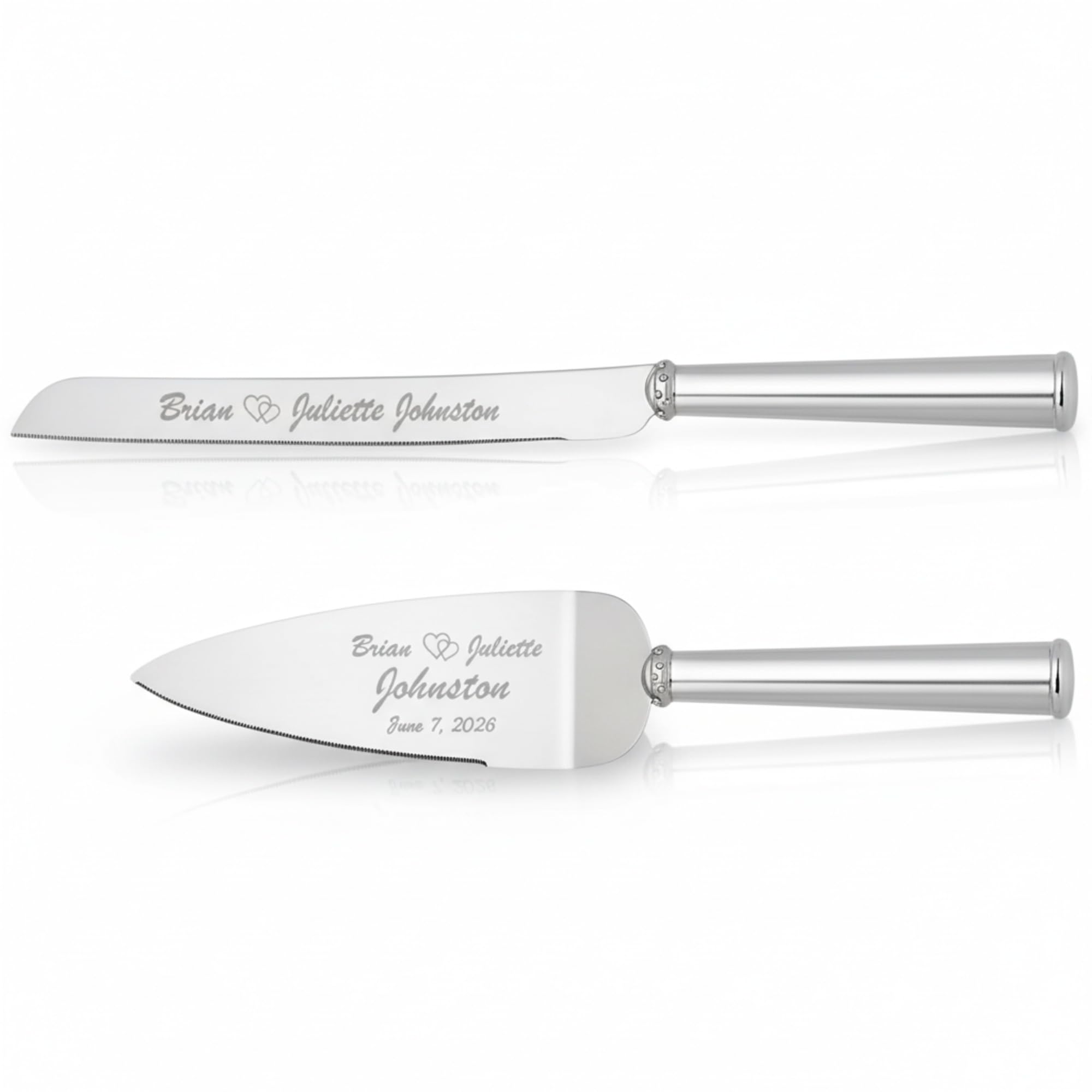 LENOX ケーキサーバー&ナイフ Amazon.com | Lenox True Love Silver Personalized Wedding Cake