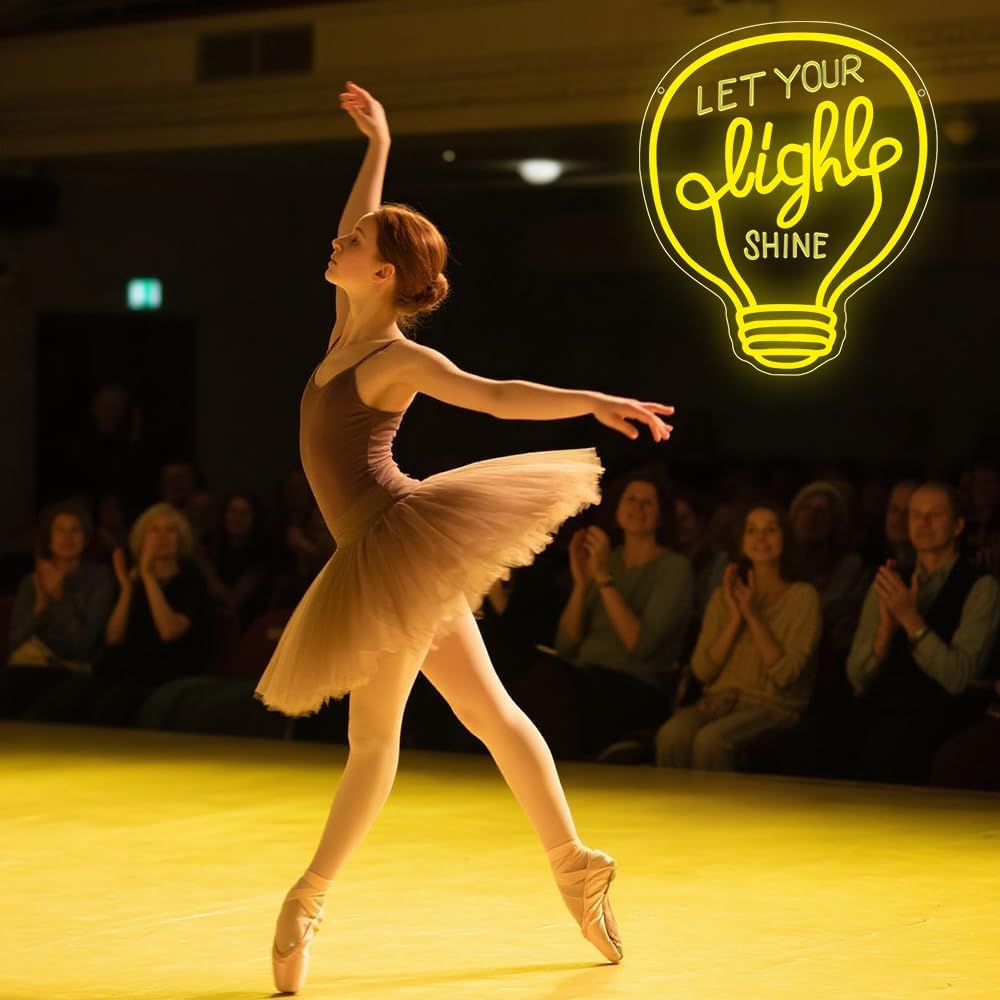 Let Your Light Shine Neon Sign,Dimmable LED Light Signs for Wall Art Decor,Inspirational Backdrop for Bedroom Club Party Man Cave,Gift for Teen Men USB Powered（14.6"*11.8"）