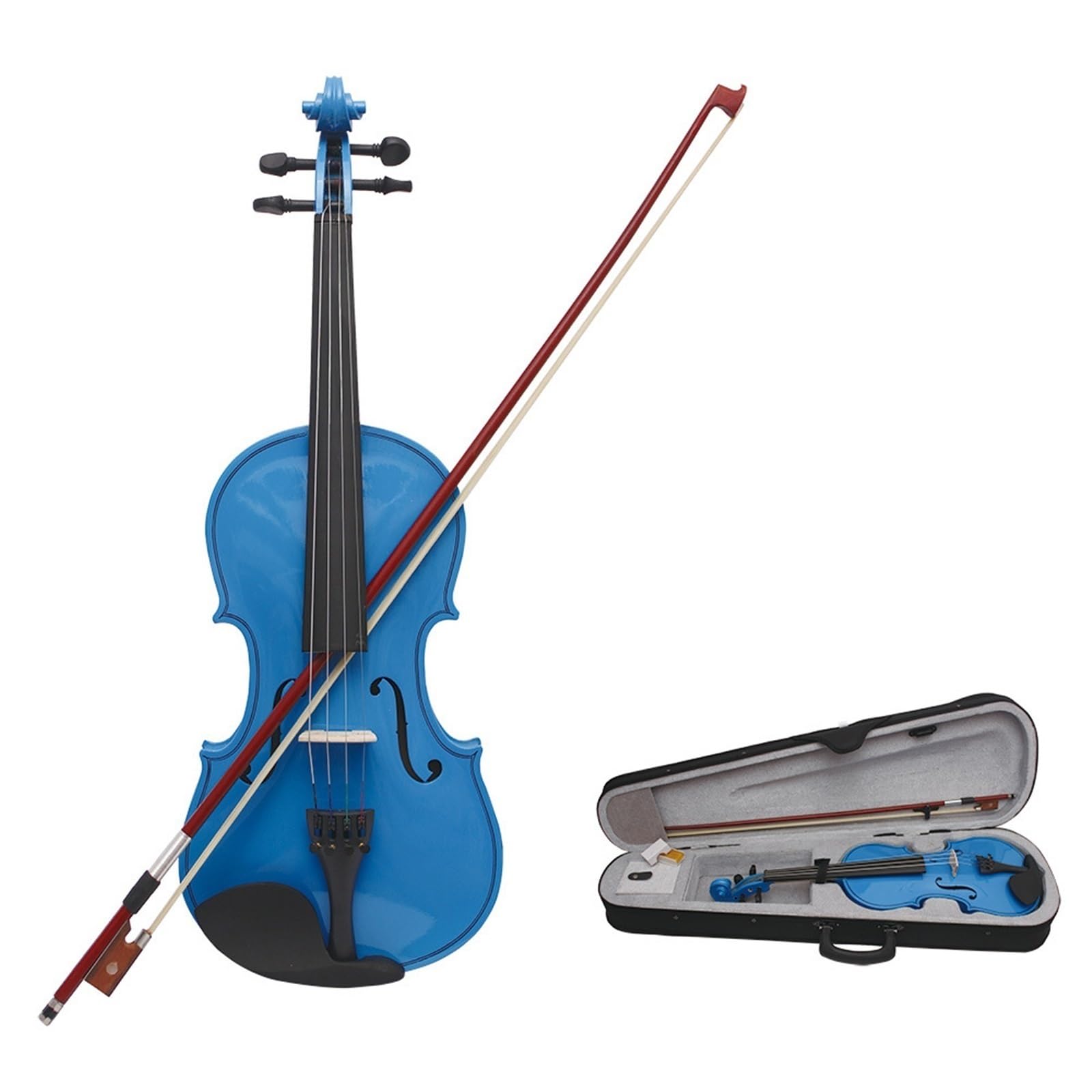 Kit Di Violino Professionale Violino Colorato Violino In Legno Violino Per Principianti Per Adulti Violino In Legno Massiccio(4/4Blue C)