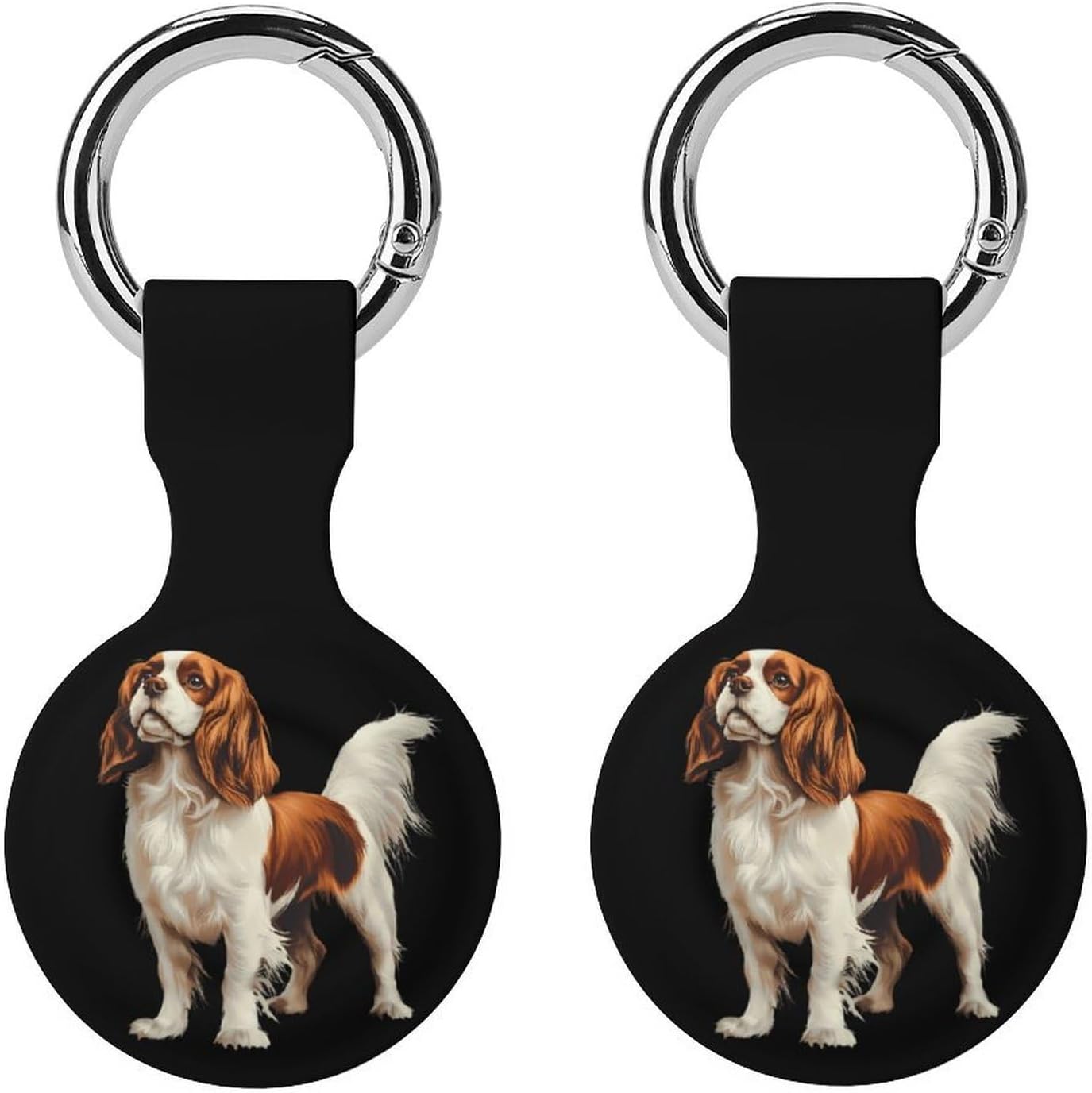 Cavalier King Charles Spaniel Funny Cover Compatible with AirTag Case Protector GPS Tracker Holder with Keychain