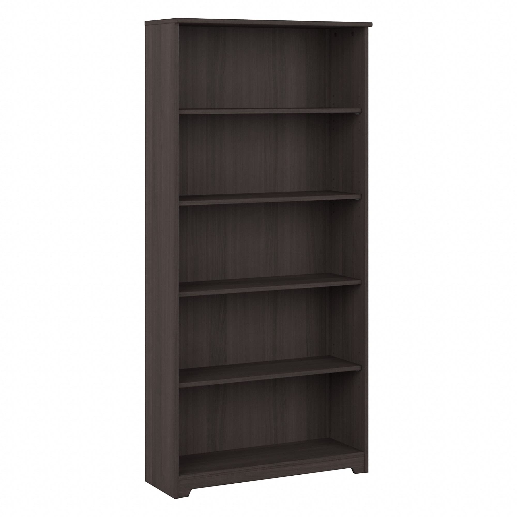 Bush Furniture Cabot Tall 5 Shelf Bookcase | Large Open Bookshelf in Heather Gray | Sturdy Display Cabinet for Library, Living Room, and Home Office
