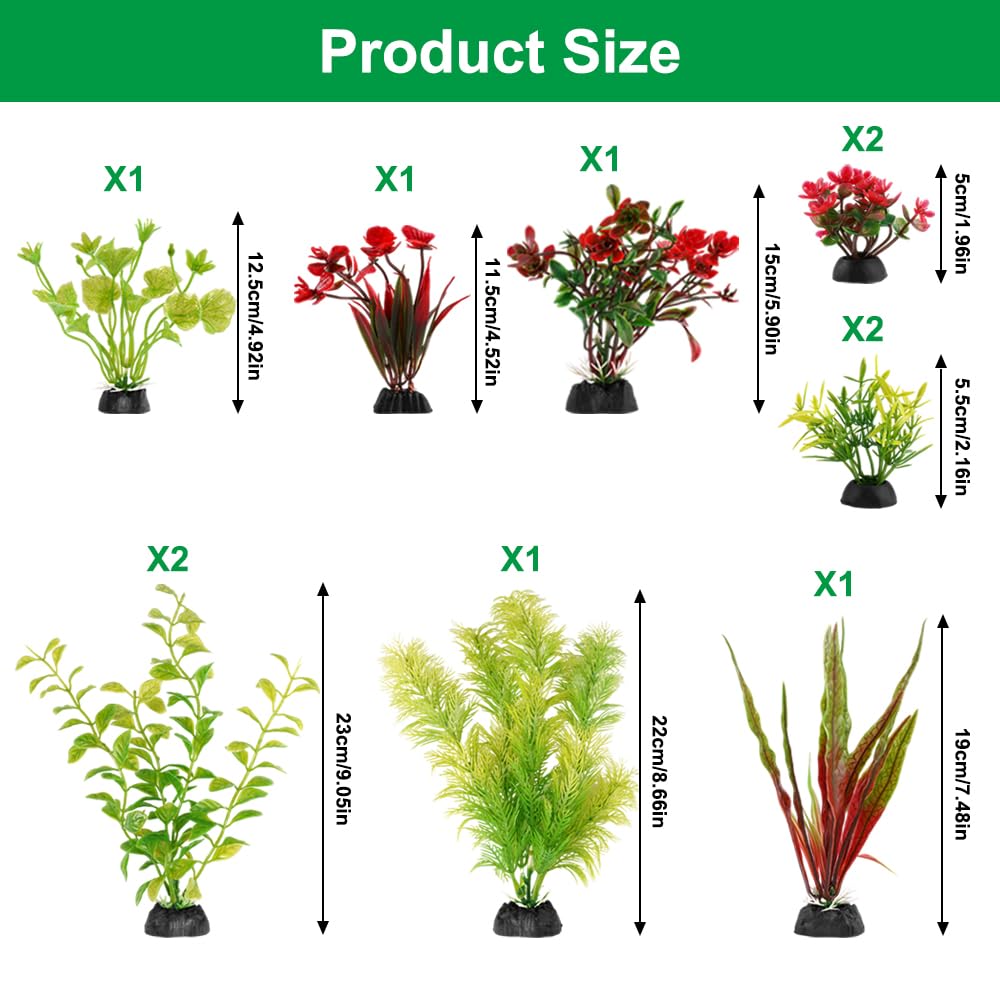 Zyren 11 Pièces Aquarium Decoration Plante, Plante Aquarium, Plantes Artificielles pour Aquarium, Plantes Artificielle Aquarium Deco, Cachette Décoration pour Aquarium Poissons