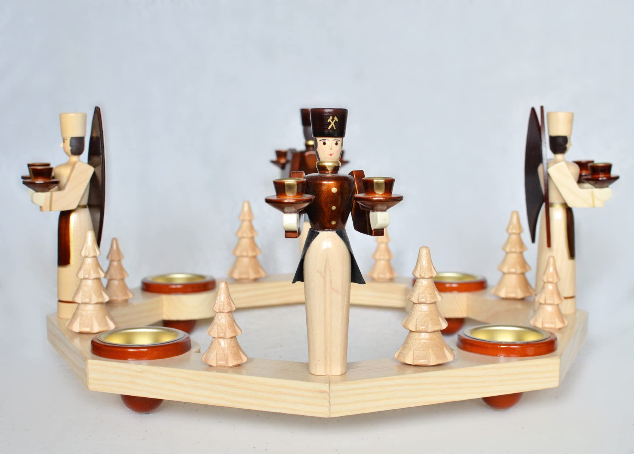 Bougie Bxt Couronne de l'Avent debout en bois église Noël Seiffen