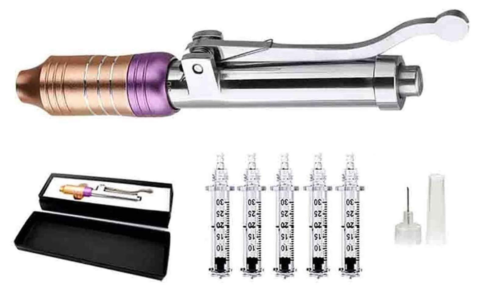 LQH -Kit De Lápiz De Ácido Hialurónico Inyector De Ácido Hialurónico para Levantar Los Labios De La Piel Eliminación De Arrugas Antienvejecimiento con Cabezal De 5 Ampollas