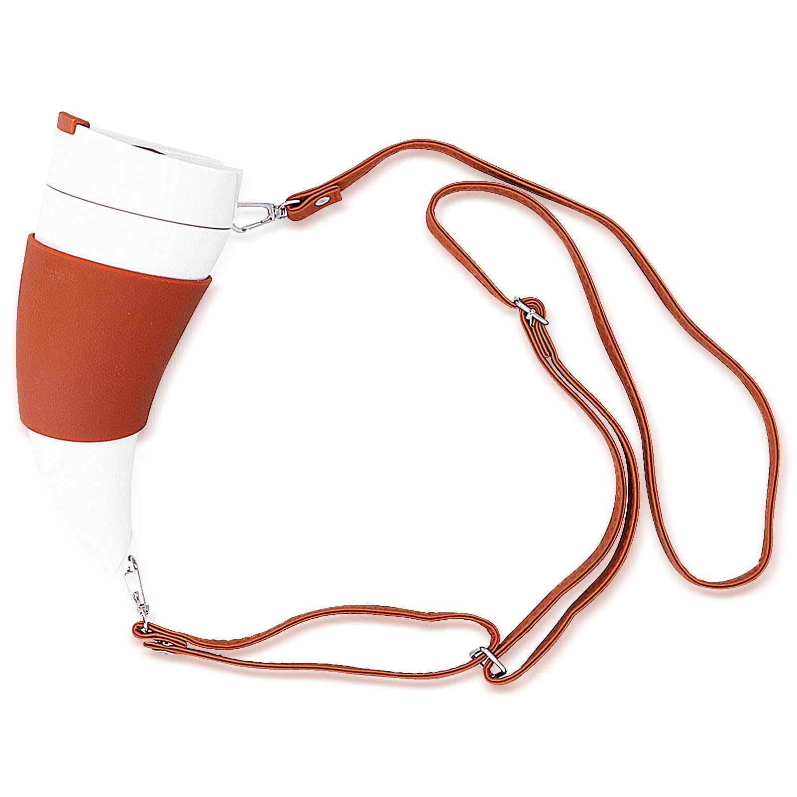 HERCHRDrinking Horn Mug,Goat Horns Coffee Mug with Lid and Adjustable Shoulder Viking Style Beer Wine Horn Mug Viking Drinking Mug Stainless Steel Coffee Mug for Travel, Camping Mug