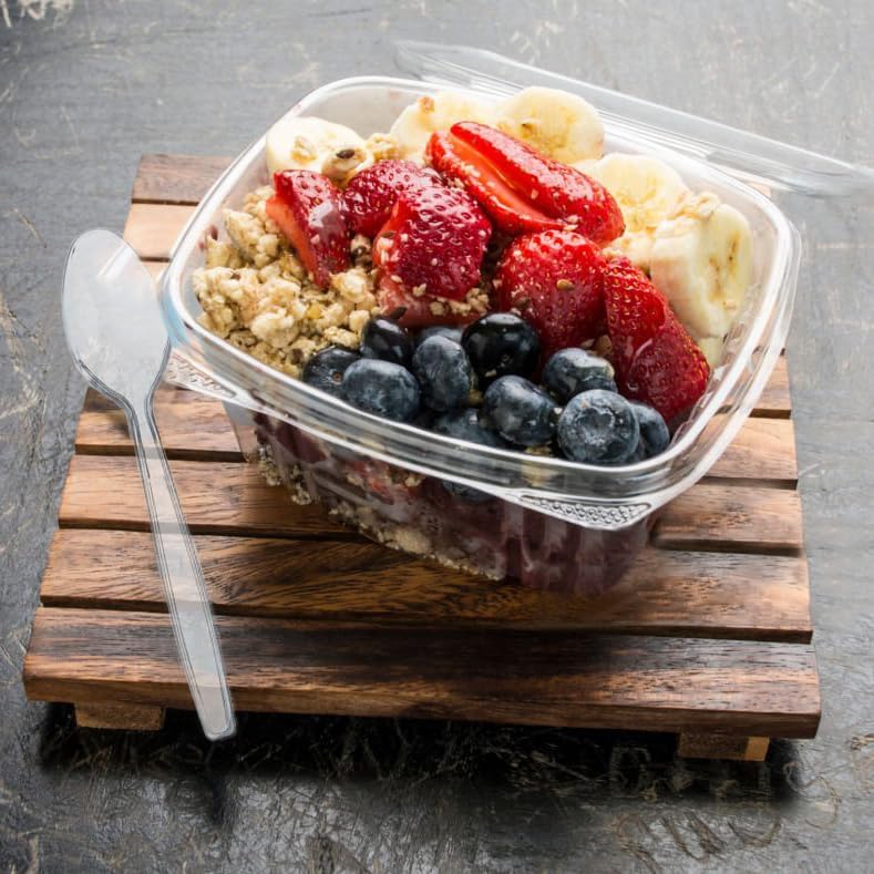 Miniatura 3 de Paquete de 200 tenedores y cucharas transparentes cubiertos de plástico desechables juego de cubiertos utensilios de cocina compostable oficina