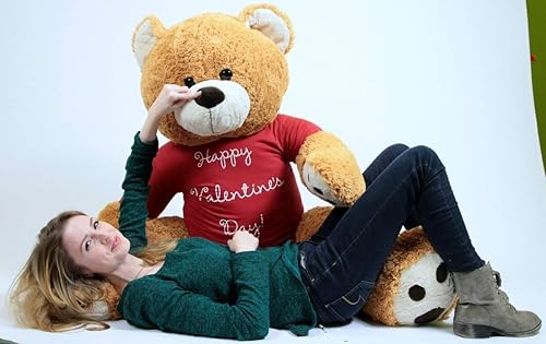 Miniatura 4 de Oso de peluche gigante de San Valentín de cinco pies de alto suave felpa lleva camiseta que dice feliz día de San Valentín