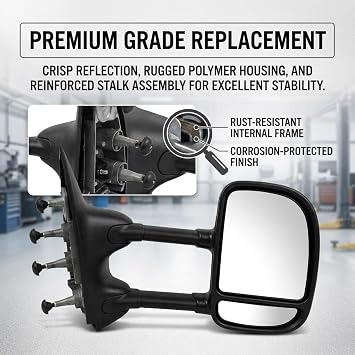 PartsFlow Manual Left Driver Side Door Mirror For 2002-2016 Ford E-350 Super Duty/E-150/E-250/Econoline Van/Econoline/E-150 Club Wagon/E-350 Club Wagon/E-150 Econoline Club Wagon/E-250 Econoline
