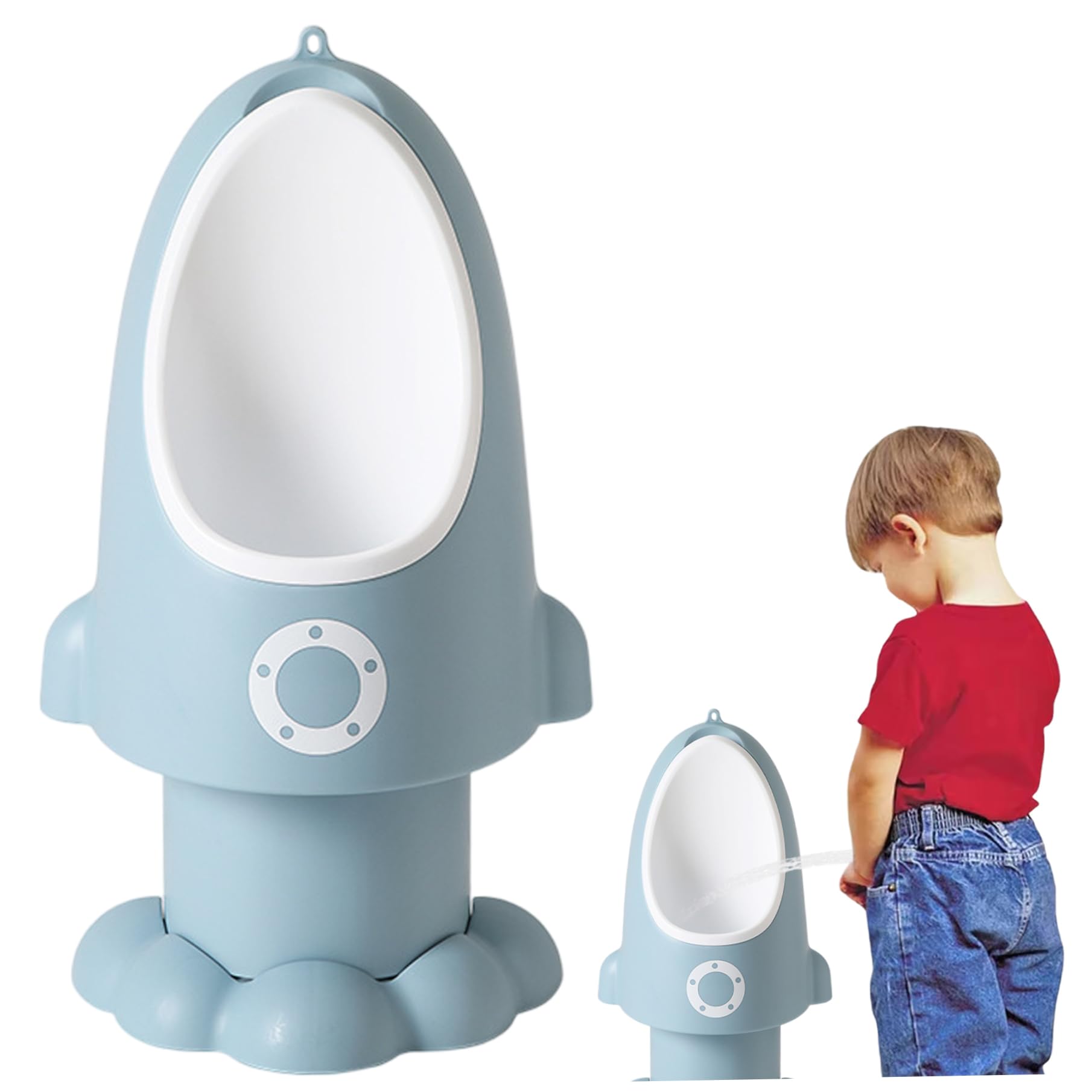Kleinkind-Urinal, verstellbares, spritzwassergeschütztes Baby-Töpfchen mit lustiger Cartoon-Form zum Aufhängen/Stehen, leicht zu reinigendes Trainingstöpfchen für Jungen von 1–6 Jahren, Wathet